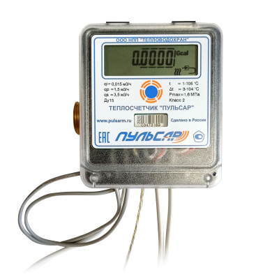 Ультразвуковой теплосчетчик Ду15 Пульсар IoT, qp=1,5 м3/ч, прямой, 150°C